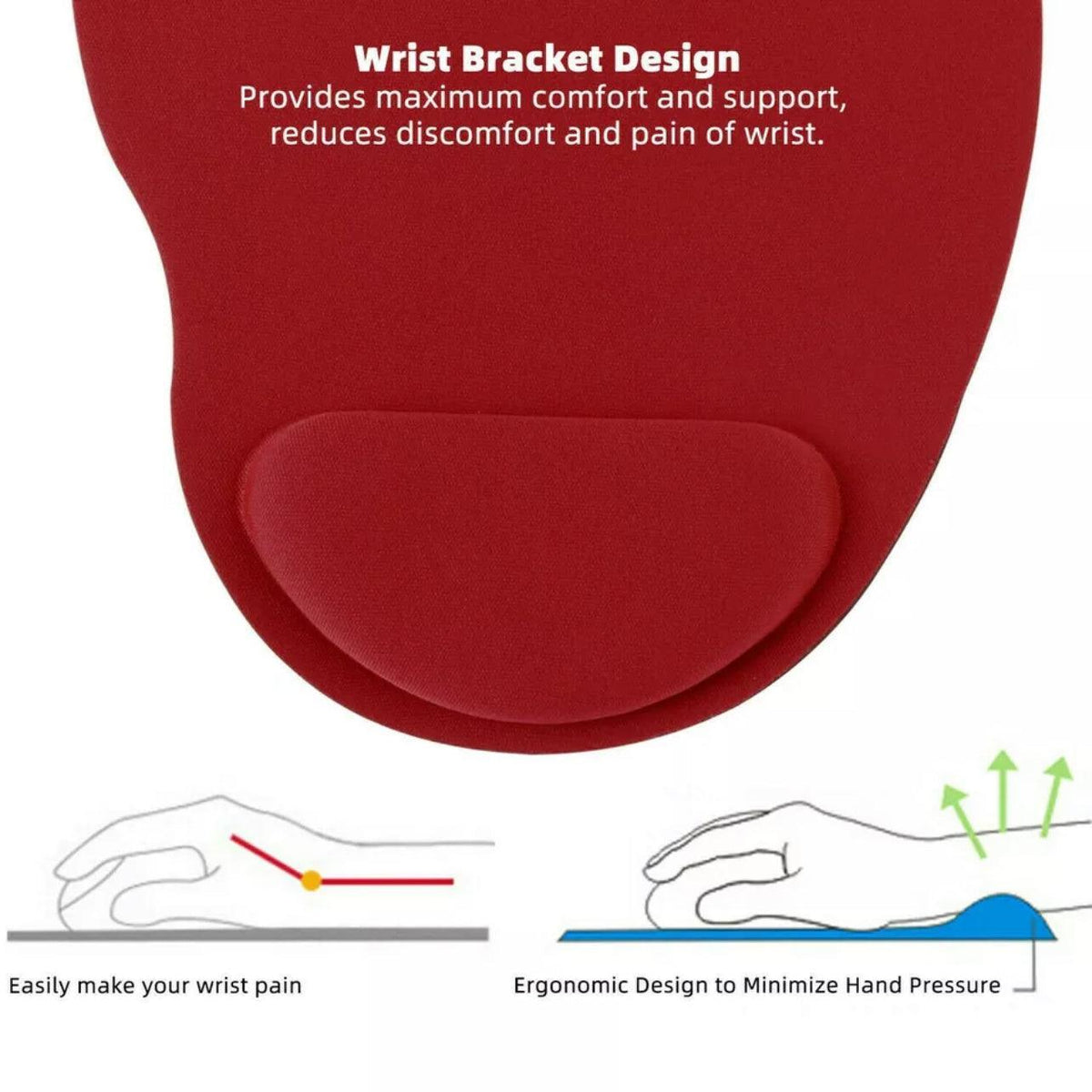 Comfort Mouse Pad with Built In Wrist Support Non Slip Ergonomic Mice Mat - Lake Blue