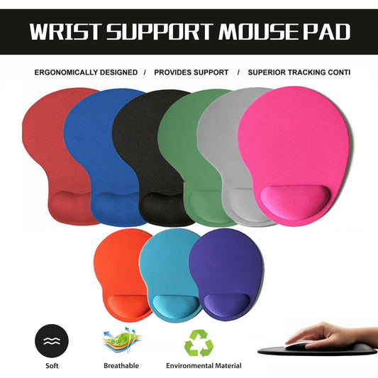Comfort Mouse Pad with Built In Wrist Support Non Slip Ergonomic Mice Mat - Orange