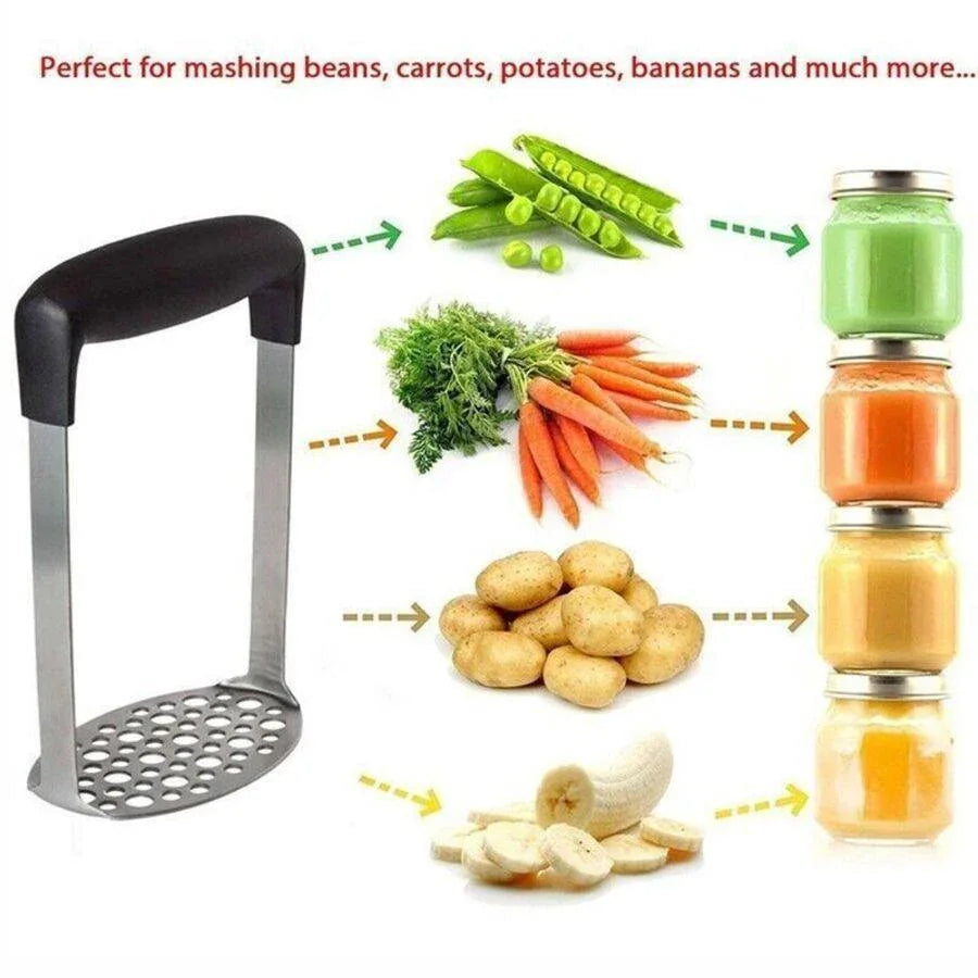 Potato Masher Vegetable Tool Stainless Steel Heat Kitchen Resistant Press Rice A - Mekamart Australia