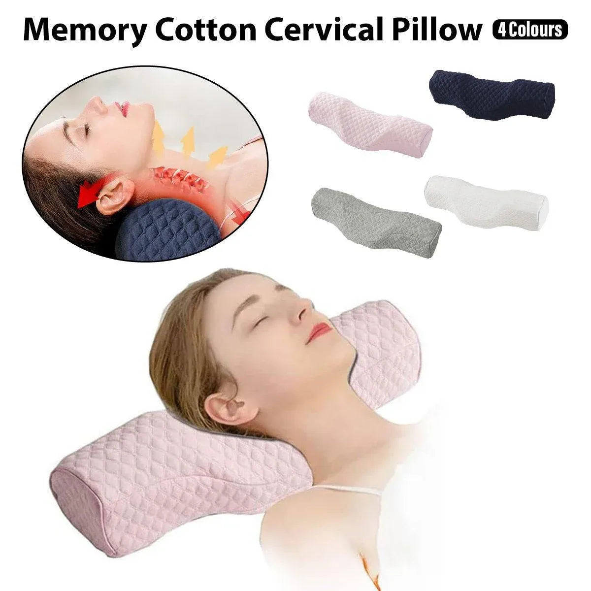 Orthopedic Memory Foam Cervical Neck Pillow for Sleep Support Slow Rebound - Pink