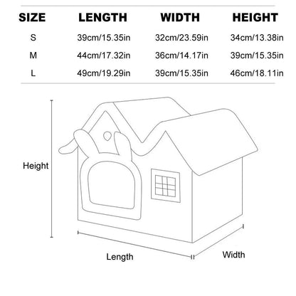 Removable Washable Pet House Four Seasons Cat Enclosed House - Grey-M - Mekamart Australia