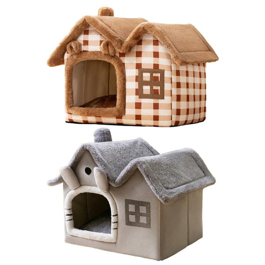 Removable Washable Pet House Four Seasons Cat Enclosed House - Grey-S - Mekamart Australia