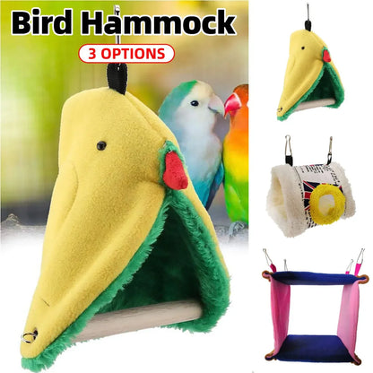 Parrot Hammock Bird Nest Warm Comfortable Bird Cage Accessory Pet Bed Cozy - Triangular Nest with Pole
