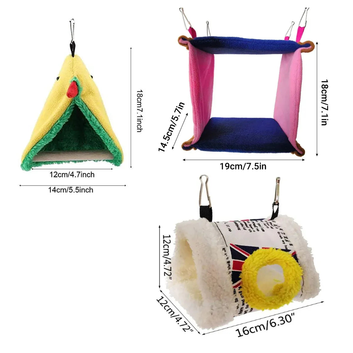 Parrot Hammock Bird Nest Warm Comfortable Bird Cage Accessory Pet Bed Cozy - Triangular Nest with Pole