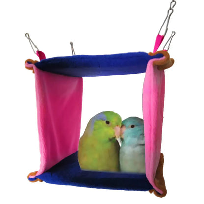 Parrot Hammock Bird Nest Warm Comfortable Bird Cage Accessory Pet Bed Cozy - Triangular Nest with Pole