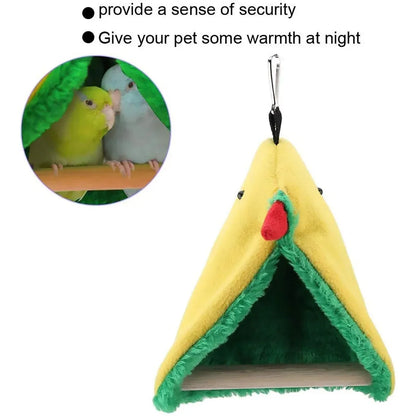 Parrot Hammock Bird Nest Warm Comfortable Bird Cage Accessory Pet Bed Cozy - Triangular Nest with Pole