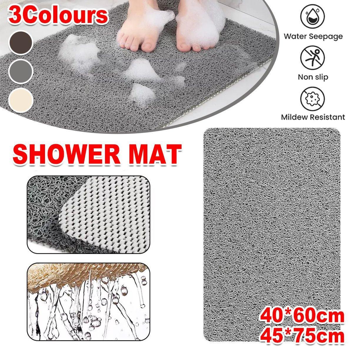 Anti Slip Bathroom Mat Non Slip Shower Floor Mat Quick Dry Soft Comfortable Rug - Grey-40x60cm - Mekamart Australia