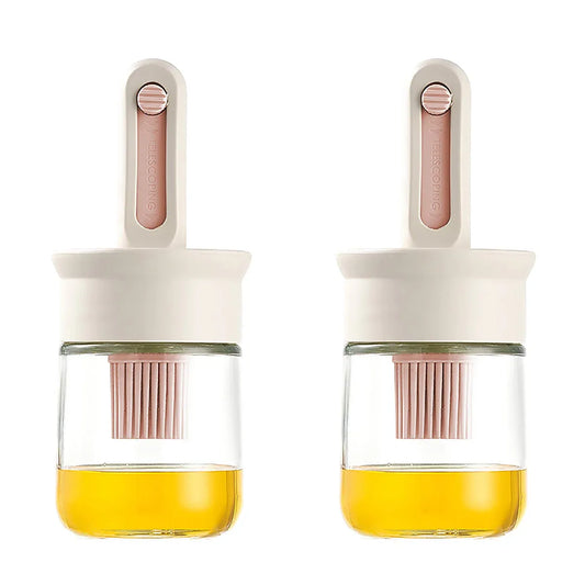 2pcs Glass Oil Bottles with Silicone Brush for Kitchen Cooking Oil Dispenser Set - Mekamart Australia