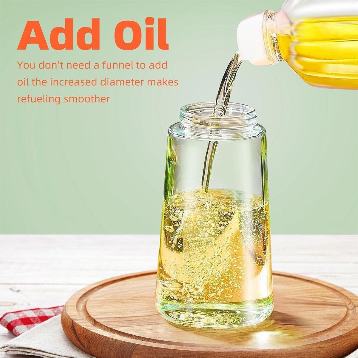 2-in-1 470ml Glass Oil Bottle Spray Pour Automatic Pressure Control Kitchen Tool - Black - Mekamart Australia