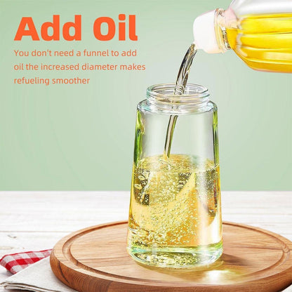 2-in-1 470ml Glass Oil Bottle Spray Pour Automatic Pressure Control Kitchen Tool - Black - Mekamart Australia