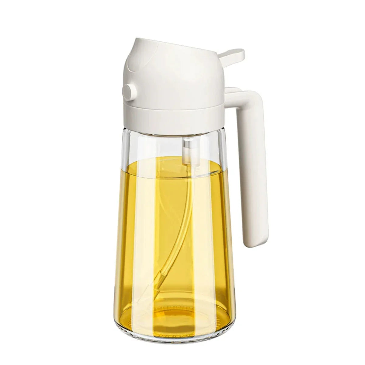 2-in-1 470ml Glass Oil Bottle Spray Pour Automatic Pressure Control Kitchen Tool - Black - Mekamart Australia