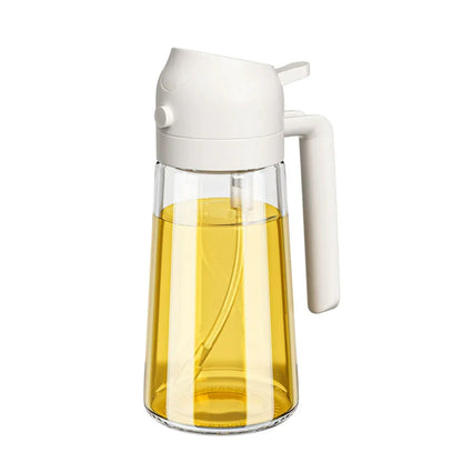 2-in-1 470ml Glass Oil Bottle Spray Pour Automatic Pressure Control Kitchen Tool - Black - Mekamart Australia