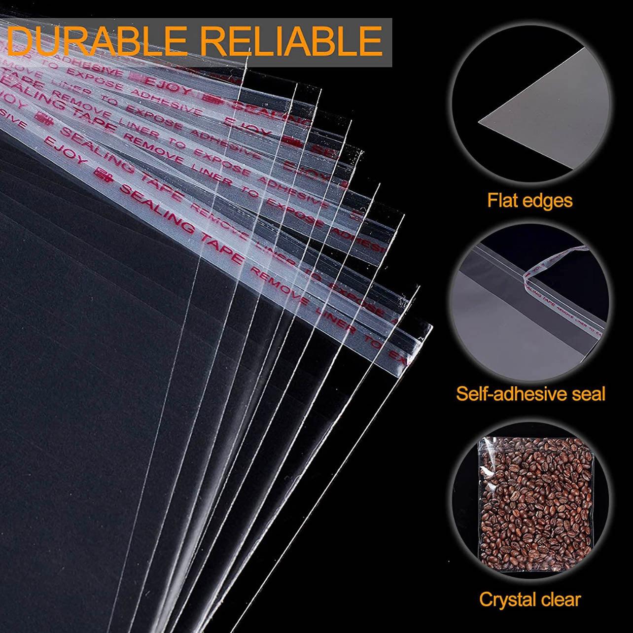 100Pcs Self-Adhesive Clear Opp Cellophane Bags with Air Hole - 8*10+3cm
