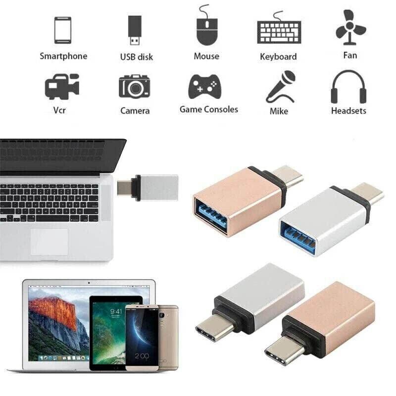 USB Type-C to USB 3.0 Adapter OTG Converter for Phone Tablet Laptop - Gold