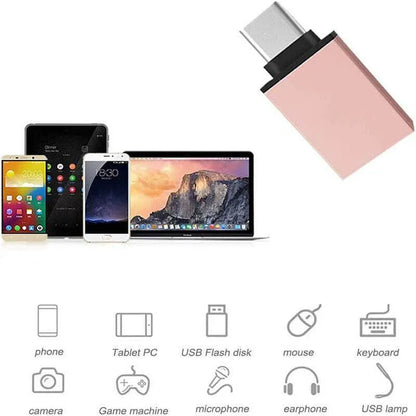 USB Type-C to USB 3.0 Adapter OTG Converter for Phone Tablet Laptop - Gold