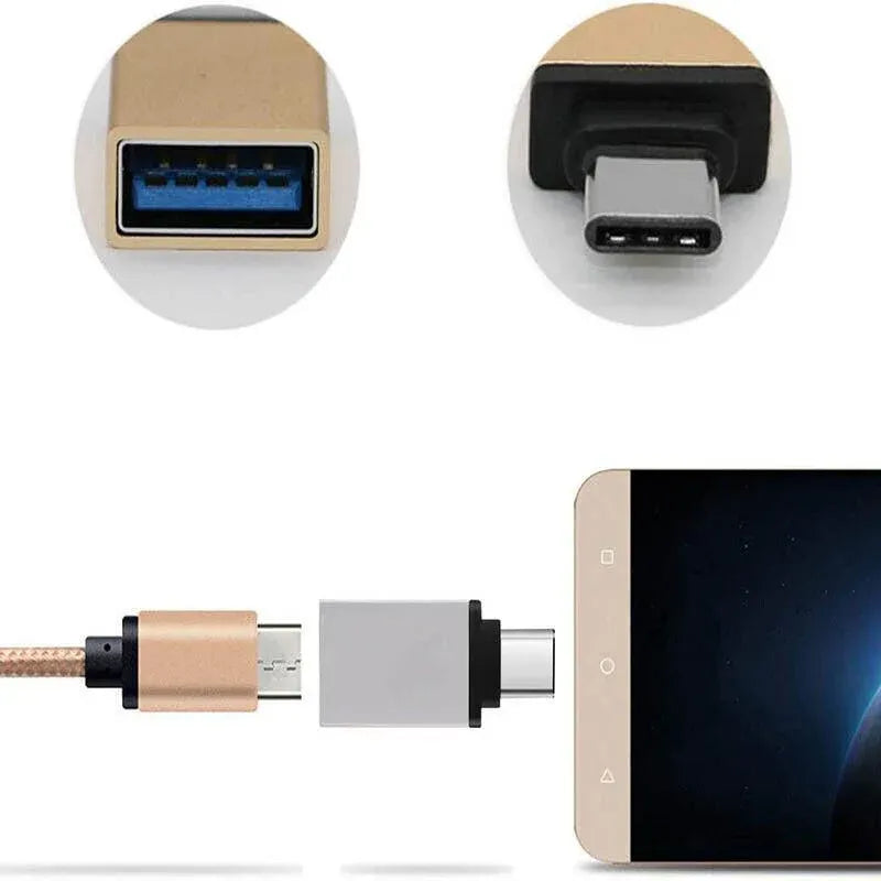 USB Type-C to USB 3.0 Adapter OTG Converter for Phone Tablet Laptop - Silver