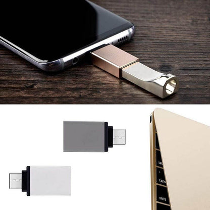 USB Type-C to USB 3.0 Adapter OTG Converter for Phone Tablet Laptop - Silver