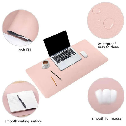 Large Leather Gaming Mouse Pad Waterproof Desk Keyboard Mat 120 x 60cm - Light Blue