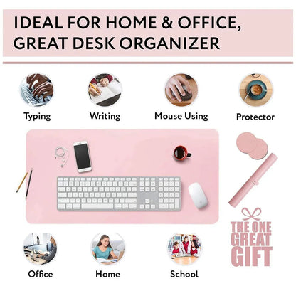 Large Leather Gaming Mouse Pad Waterproof Desk Keyboard Mat 120 x 60cm - Light Blue