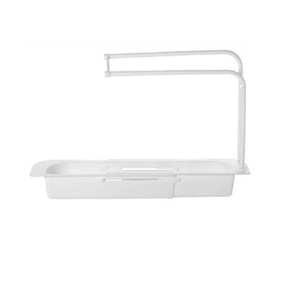 Telescopic Sink Rack Holder Expandable Storage Drain Basket Home Kitchen Kit - White - Mekamart Australia