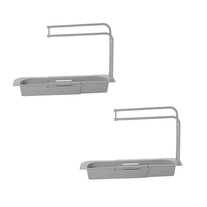 Telescopic Sink Rack Holder Expandable Storage Drain Basket Home Kitchen Kit - White - Mekamart Australia