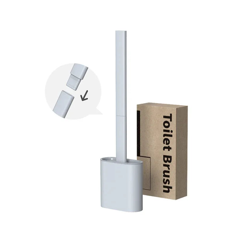 TPR Toilet Brush Set Silicone-Like Head with Holder Wall Mounted Detachable Handle - Grey * 1 Unit - Mekamart Australia