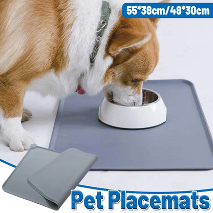Silicone Pet Mat Spill-Proof Easy to Clean Mat for Pets Dog Food Placemat - 48x30cm