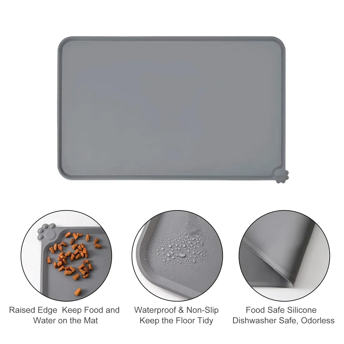 Silicone Pet Mat Spill-Proof Easy to Clean Mat for Pets Dog Food Placemat - 55x38cm