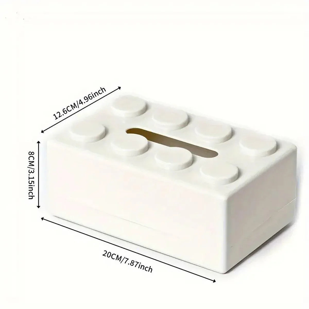Tissue Box Cover Creative Building Block Cute Napkin Dispenser Holder Home Decor - White - Mekamart Australia