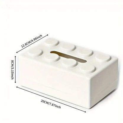 Tissue Box Cover Creative Building Block Cute Napkin Dispenser Holder Home Decor - White - Mekamart Australia