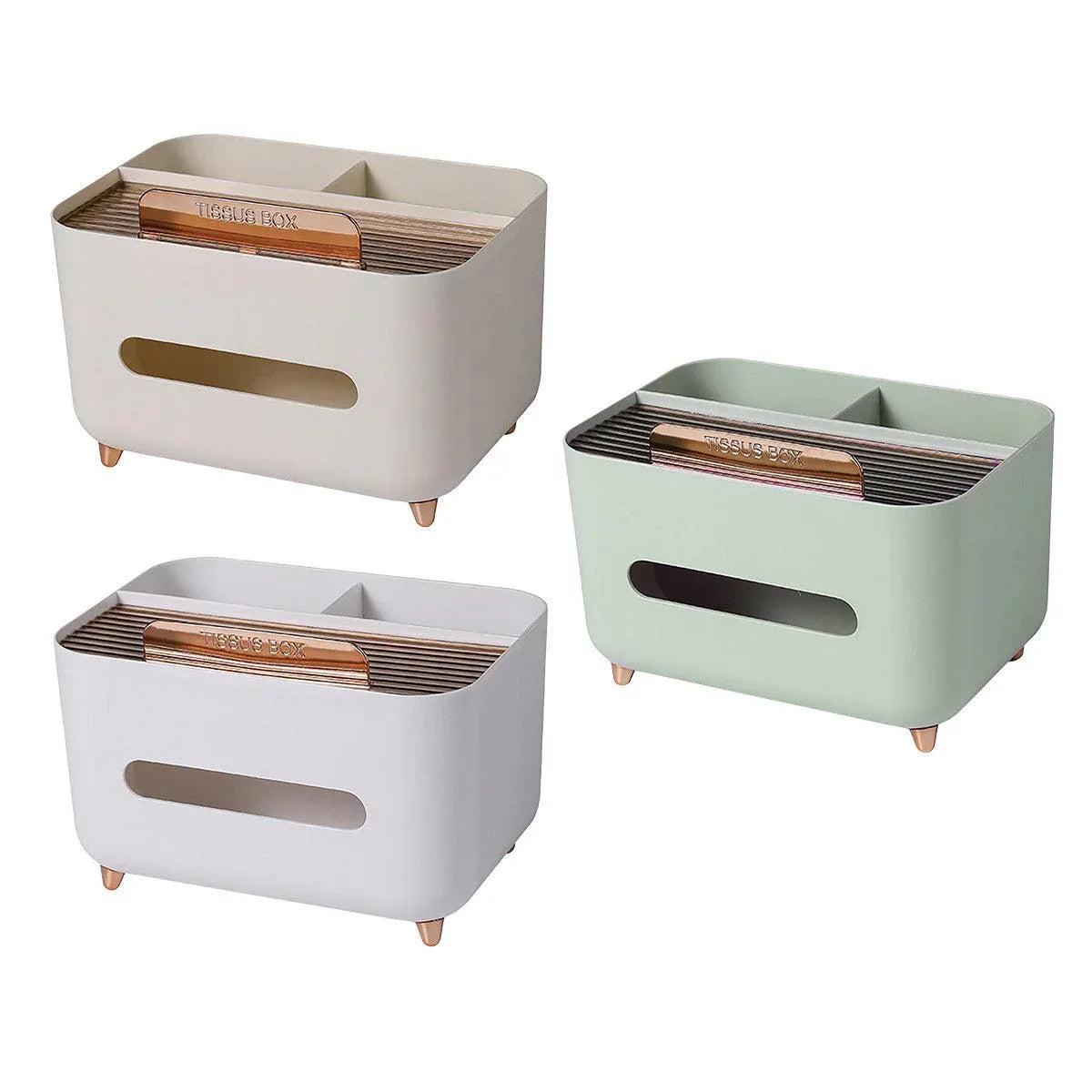 Tissue Box Dispenser Storage Box Napkin Case Remote Control Box Multi-Function - White - Mekamart Australia