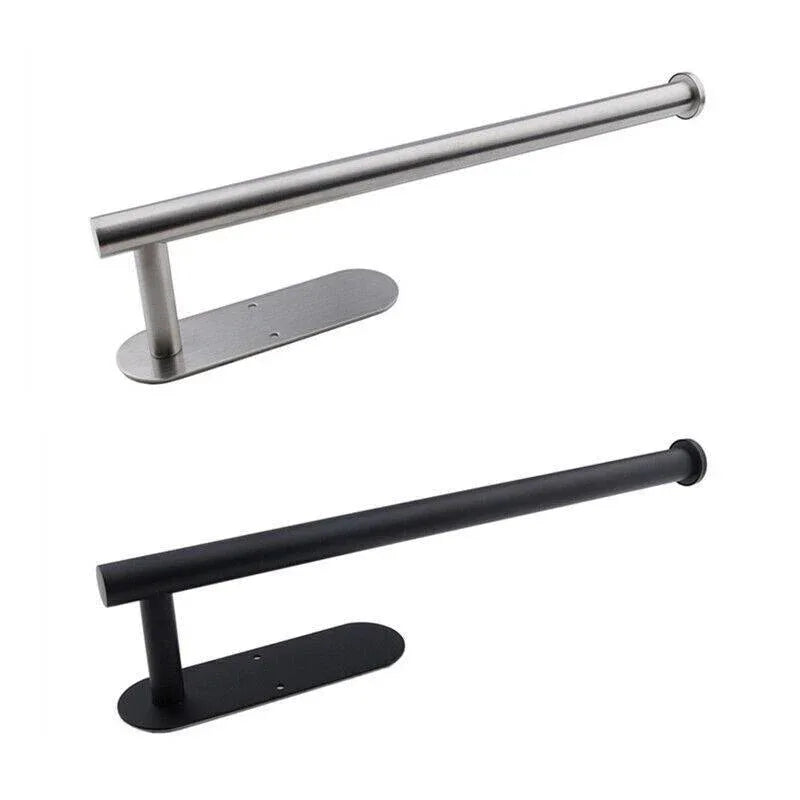 Kitchen Hanger Paper Roll Cabinet Towel Holder Organizer Rack Shelf Wall Adhesive - Black - Mekamart Australia