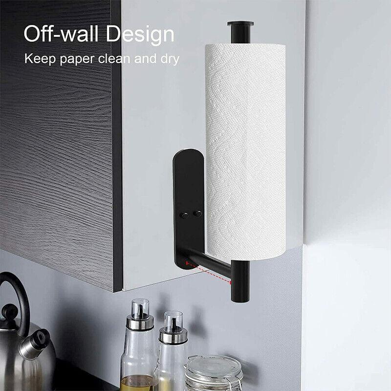 Kitchen Hanger Paper Roll Cabinet Towel Holder Organizer Rack Shelf Wall Adhesive - Silver - Mekamart Australia