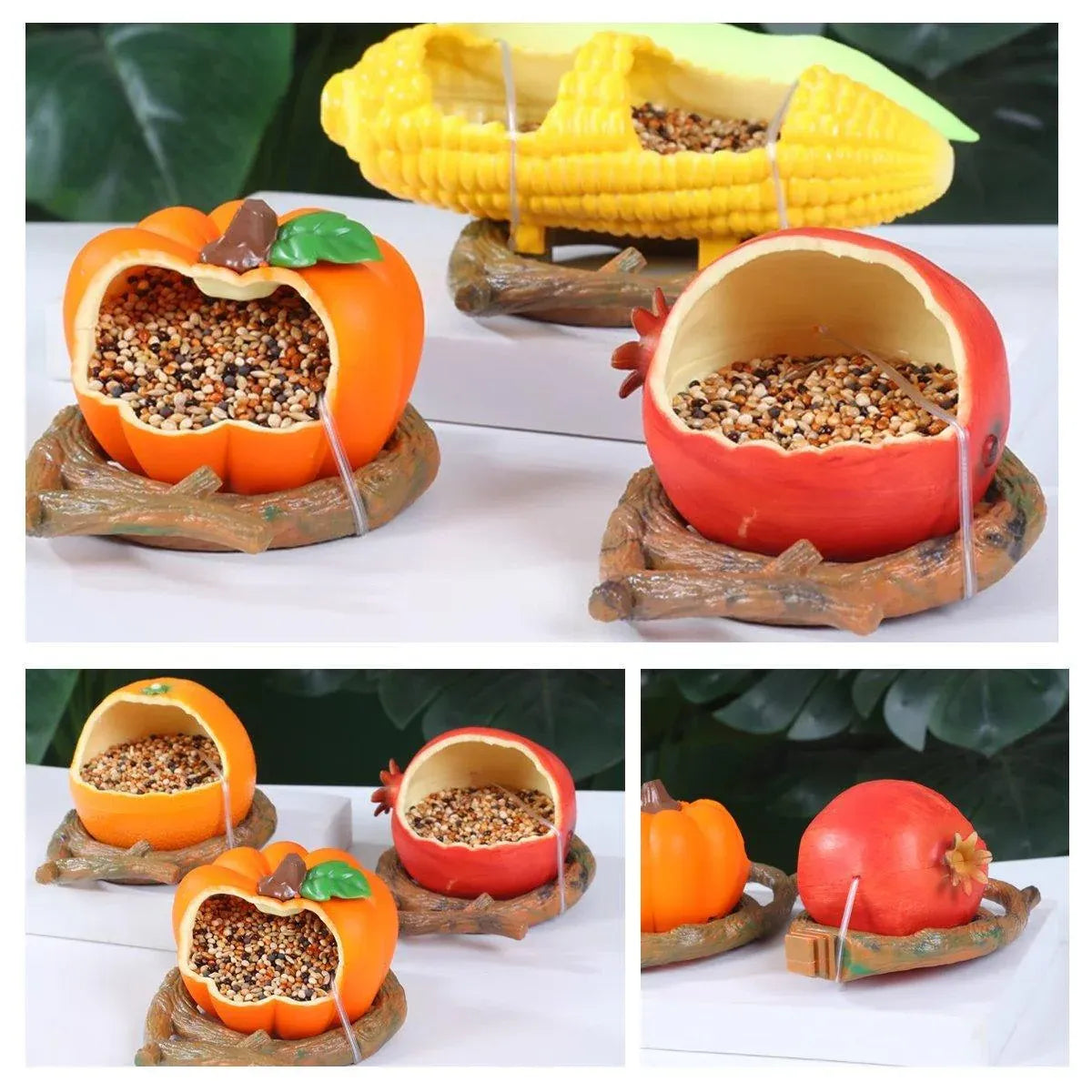 Parrot Feeding Bowl Fruit Shaped Water Food Container Dish Cage Bird Feeder Cup - Orange