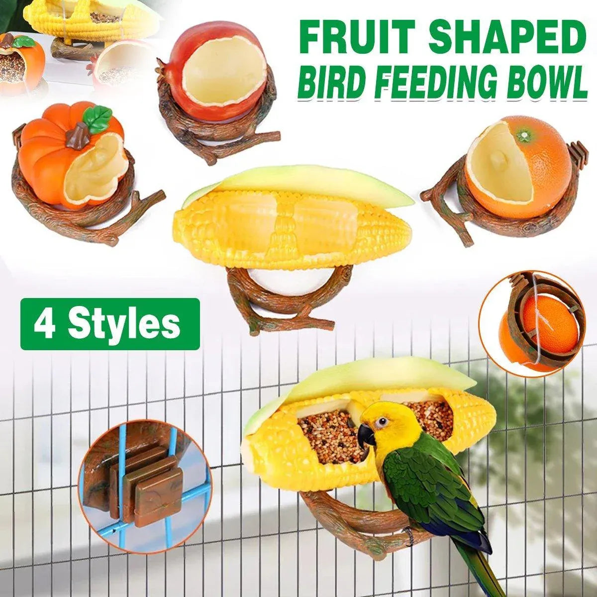 Parrot Feeding Bowl Fruit Shaped Water Food Container Dish Cage Bird Feeder Cup - Pumpkin