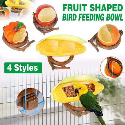 Parrot Feeding Bowl Fruit Shaped Water Food Container Dish Cage Bird Feeder Cup - Pomegranate