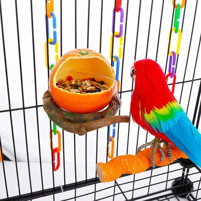Parrot Feeding Bowl Fruit Shaped Water Food Container Dish Cage Bird Feeder Cup - Pomegranate