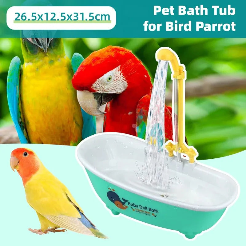 Bird Bath Tub Basin Plastic Hanging Birdcage Shower Bowl Indoor Outdoor Accessory
