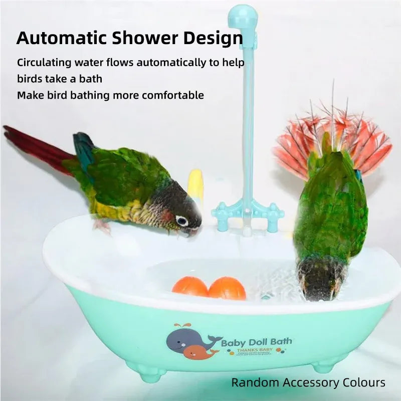 Bird Bath Tub Basin Plastic Hanging Birdcage Shower Bowl Indoor Outdoor Accessory