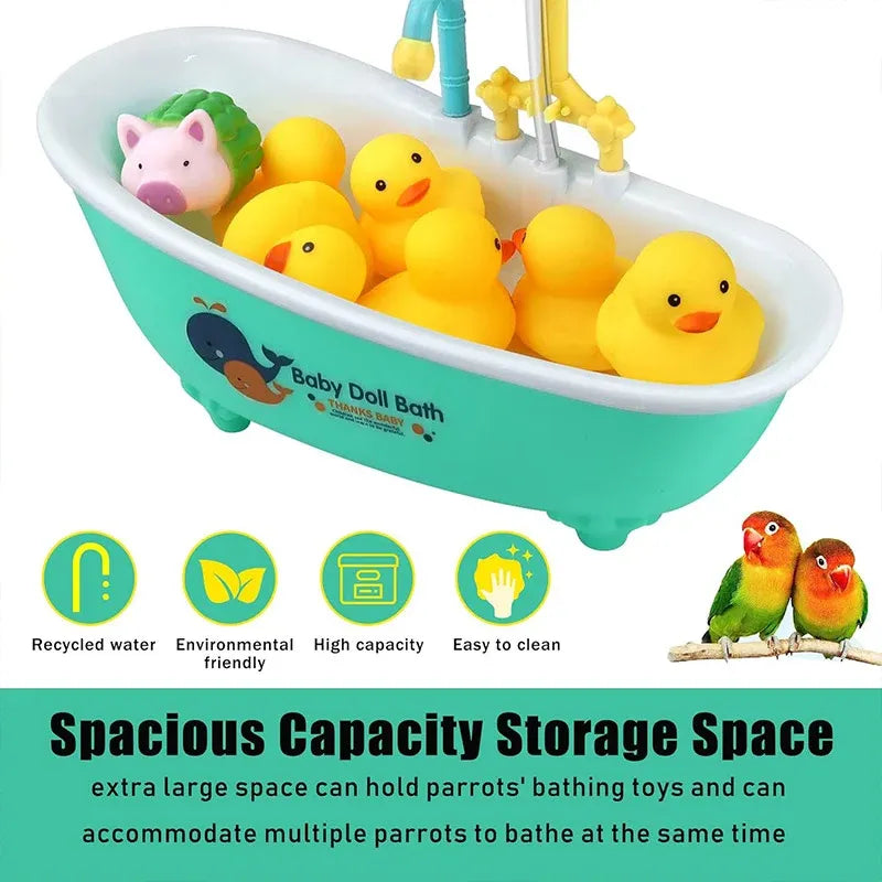 Bird Bath Tub Basin Plastic Hanging Birdcage Shower Bowl Indoor Outdoor Accessory