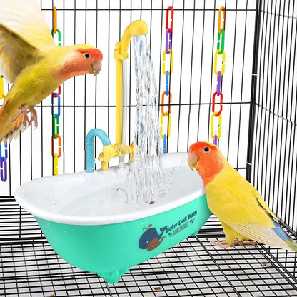 Bird Bath Tub Basin Plastic Hanging Birdcage Shower Bowl Indoor Outdoor Accessory