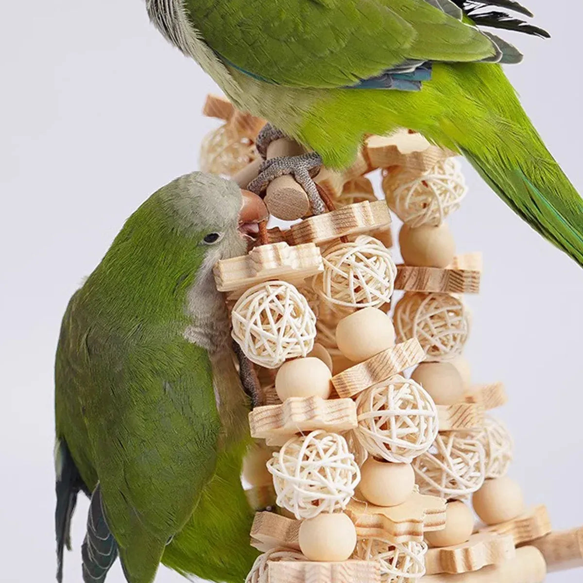 Wooden Parrot Chew Toy Bird Interactive Biting Toy Natural Rattan for Cage