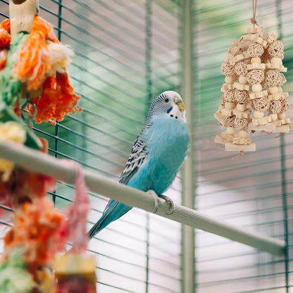 Wooden Parrot Chew Toy Bird Interactive Biting Toy Natural Rattan for Cage