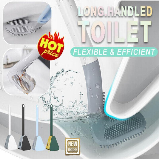 Golf Toilet Brush Long-Handled Toilet Brush Wall-Mounted Silicone Toilet Brush - Blue - Mekamart Australia