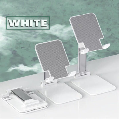 Foldable Adjustable Universal Desk Stand Holder For Mobile Phone Tablet Portable - Black
