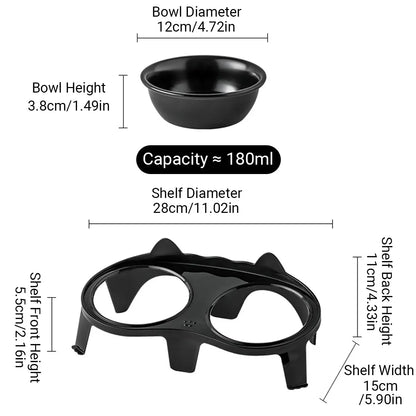 Cat Feeding Bowl Set Slanted Double Bowl Ceramic Raised Pet Feeder Non Slip Base