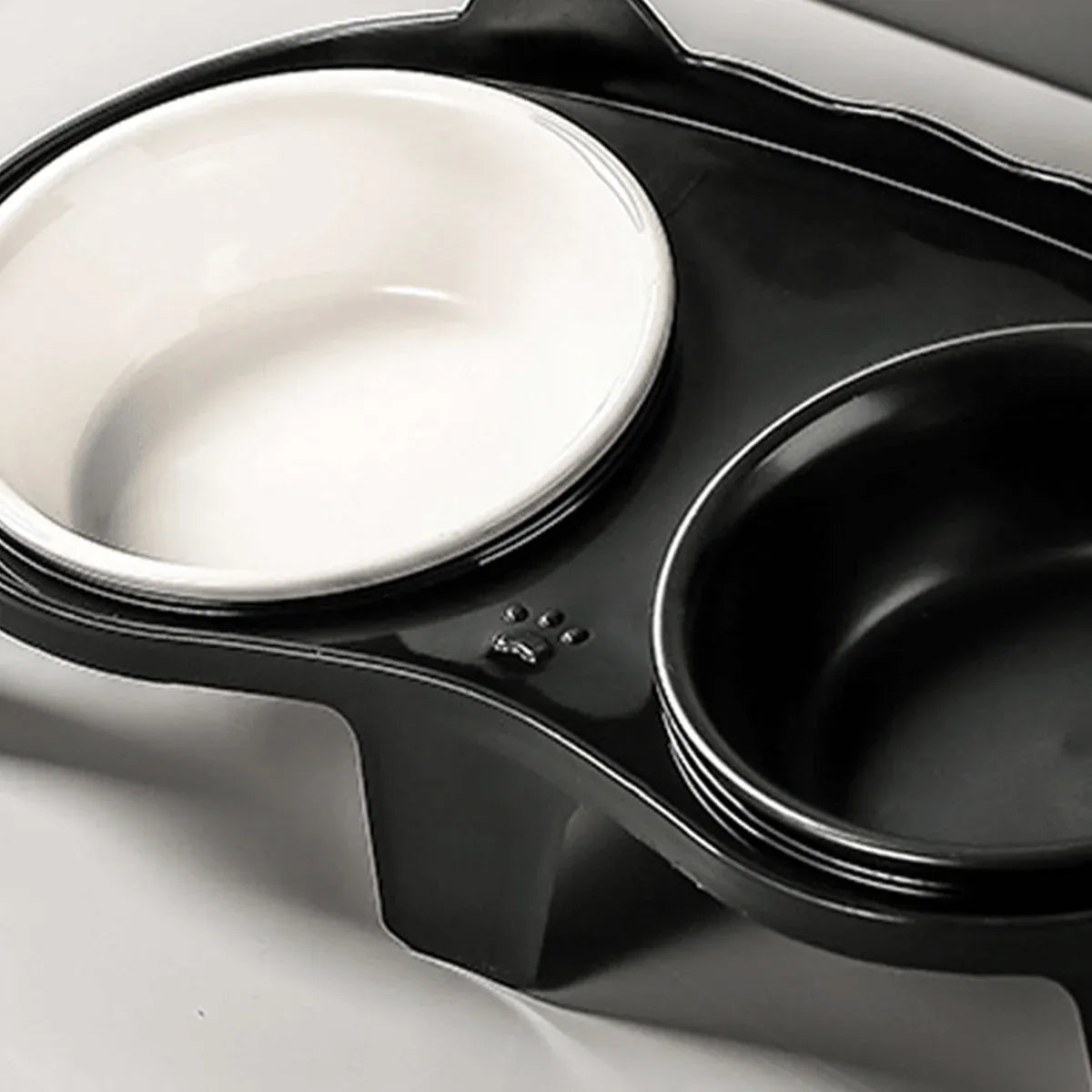 Cat Feeding Bowl Set Slanted Double Bowl Ceramic Raised Pet Feeder Non Slip Base