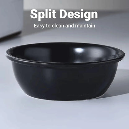 Cat Feeding Bowl Set Slanted Double Bowl Ceramic Raised Pet Feeder Non Slip Base