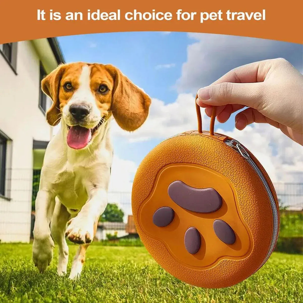 Pet Travel Feeding Bowl Set Portable Foldable Dog Cat Food Water Dish Outdoor - Beige