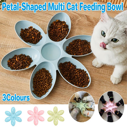 Multi Cat Feeding Bowl Petal Design Kitten Milk Bowl Puppy Dog Food Water Dish - Blue